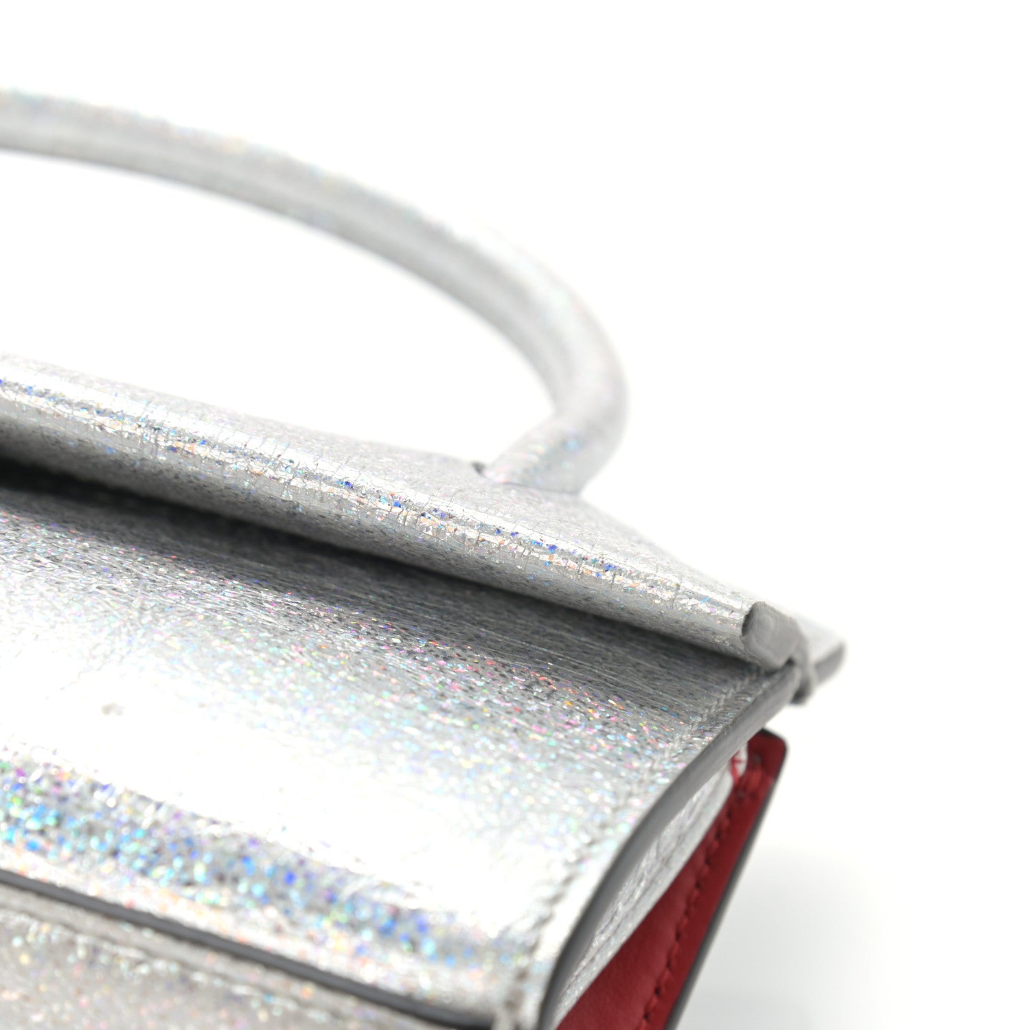 Christian Louboutin Metallic Calfskin Paloma Top Handle Shoulder Bag Silver 10 of 12