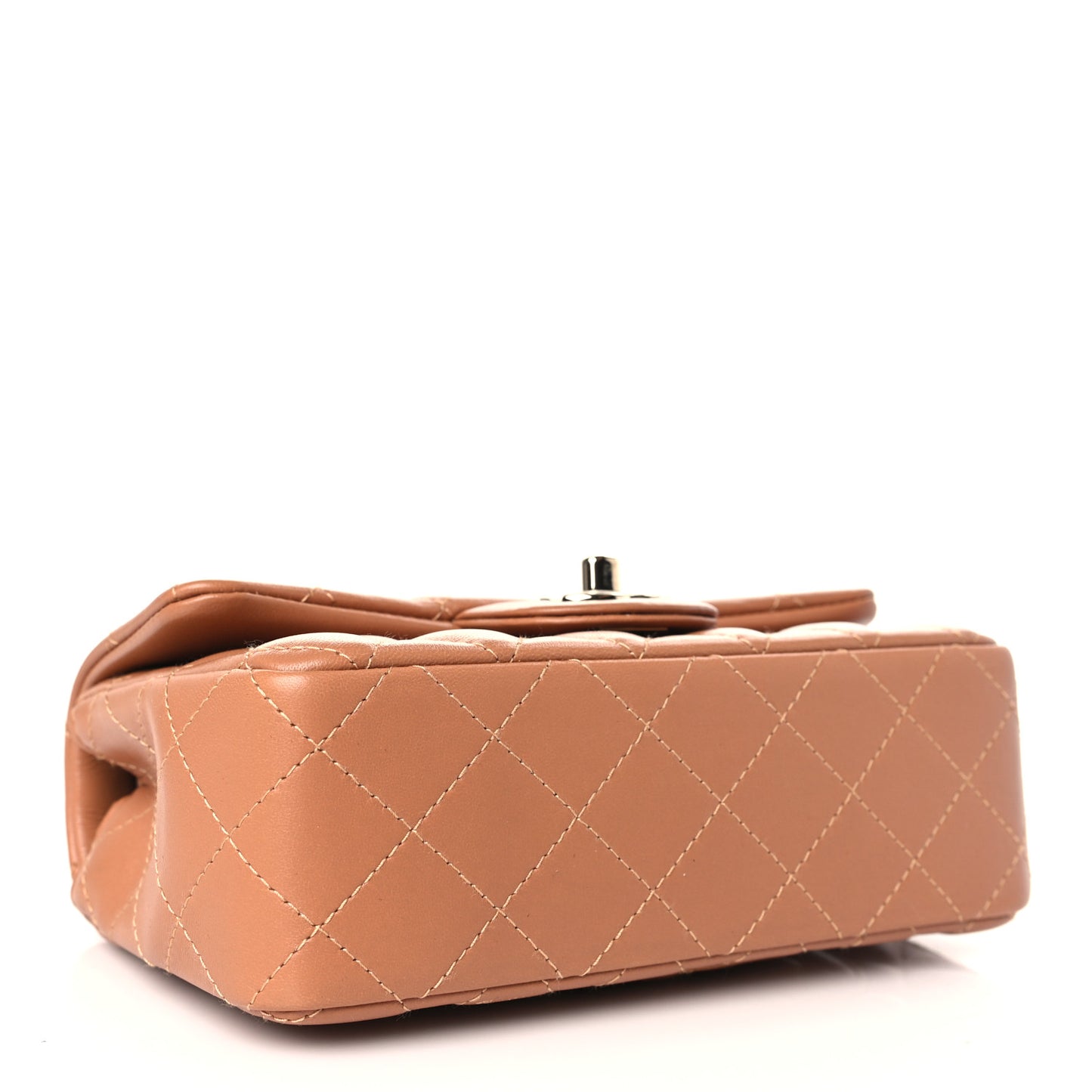 Lambskin Quilted Mini Rectangular Flap Brown