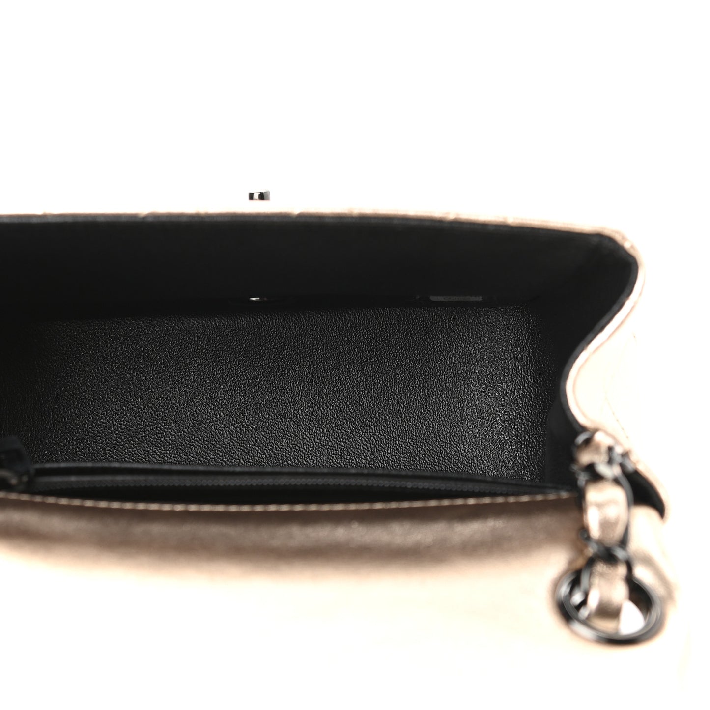 Metallic Lambskin Quilted Mini Square Flap Gold Black