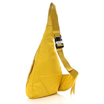 Prada Re-Nylon Vitello Metal Triangle Logo Sling Backpack Giallo 2 of 12