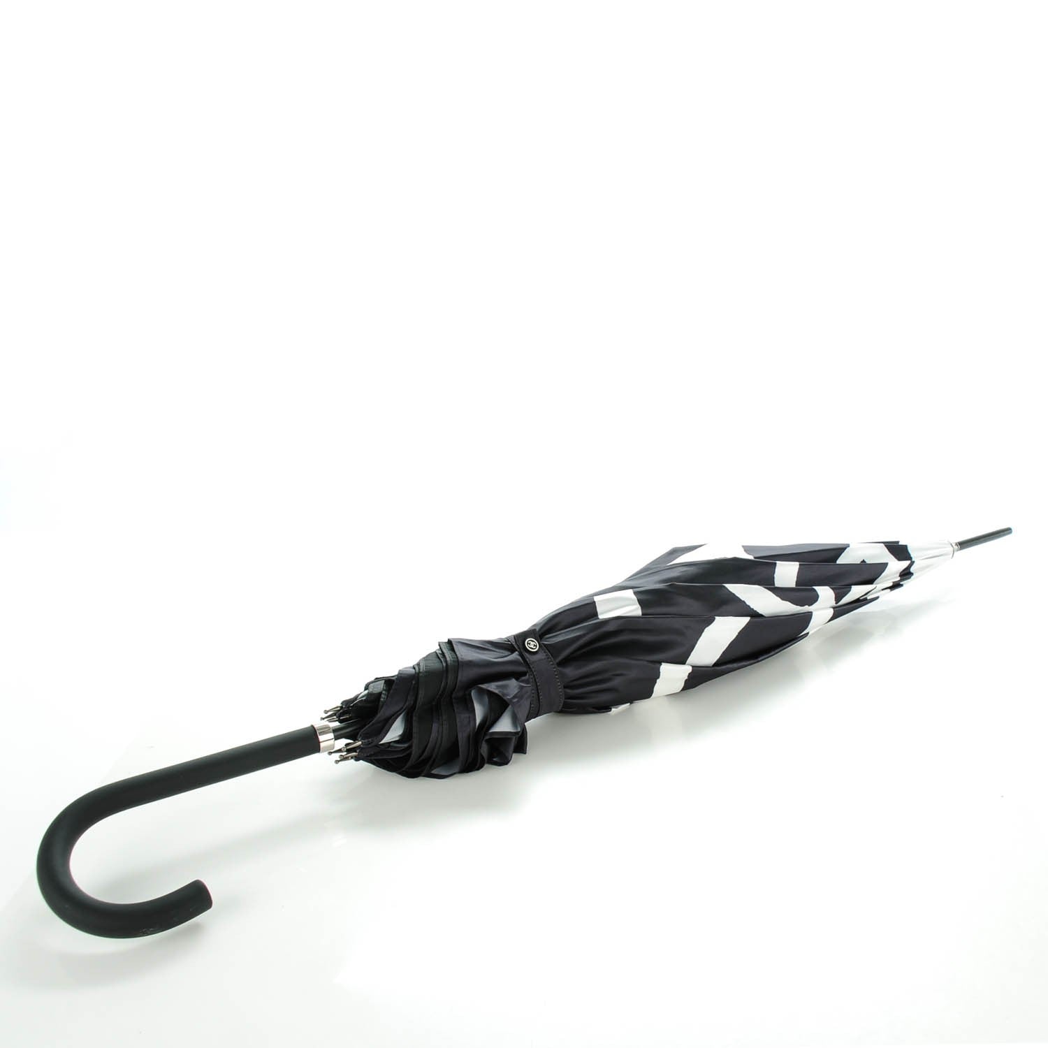 Chanel Nylon Camellia Umbrella Black White 5 of 10