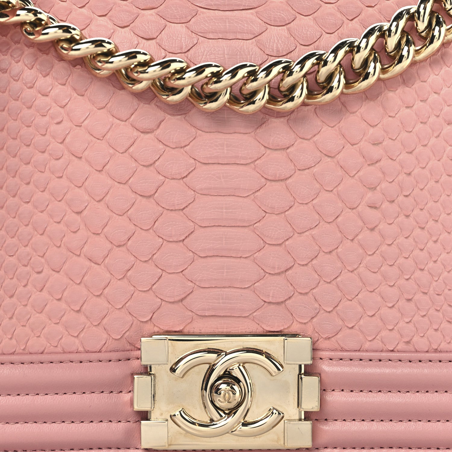 Chanel Snakeskin Medium Boy Flap Light Pink 8 of 11