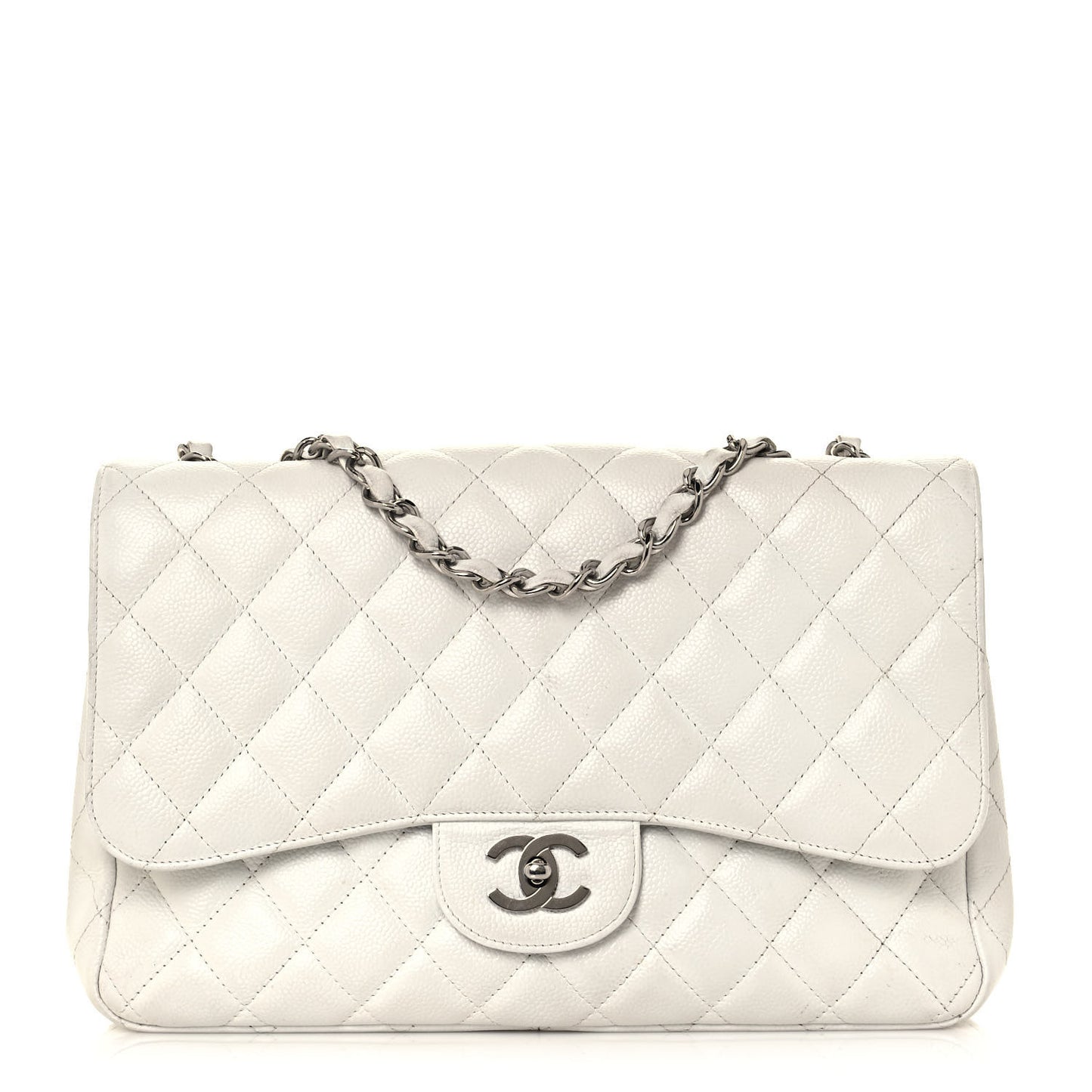 Caviar Quilted Jumbo Single Flap White