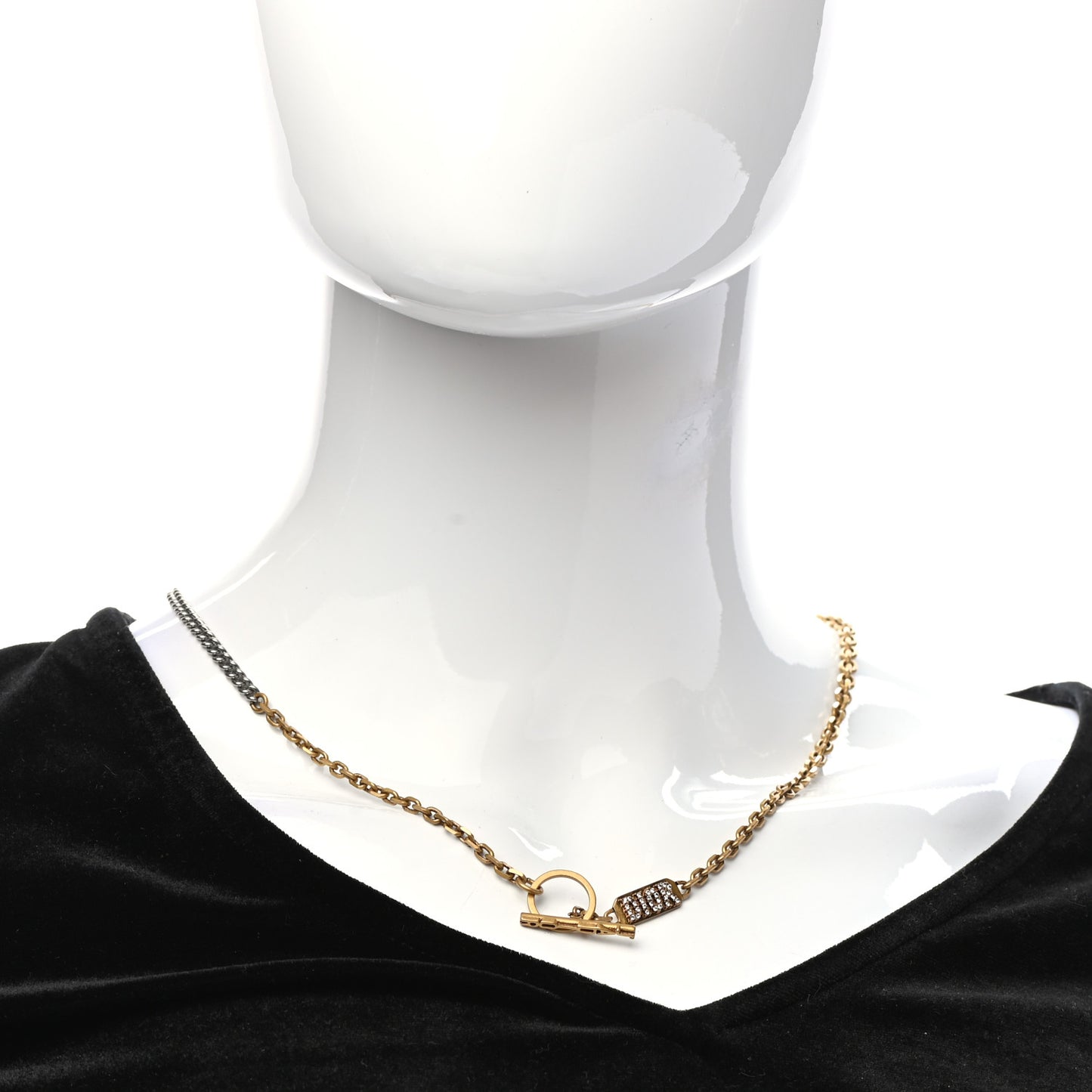 Crystal Logo Chain Necklace Gold Silver