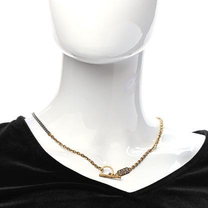 Christian Dior Crystal Logo Chain Necklace Gold Silver 2 of 4