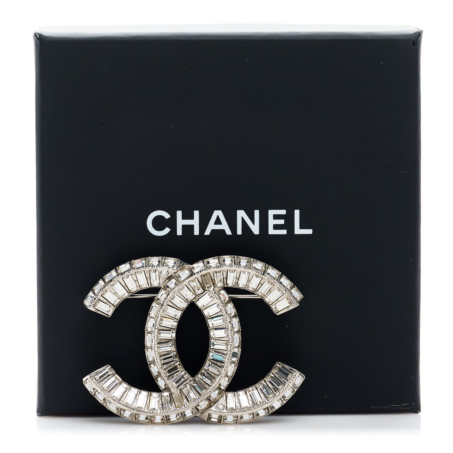 Chanel Baguette Crystal CC Brooch Silver 4 of 4