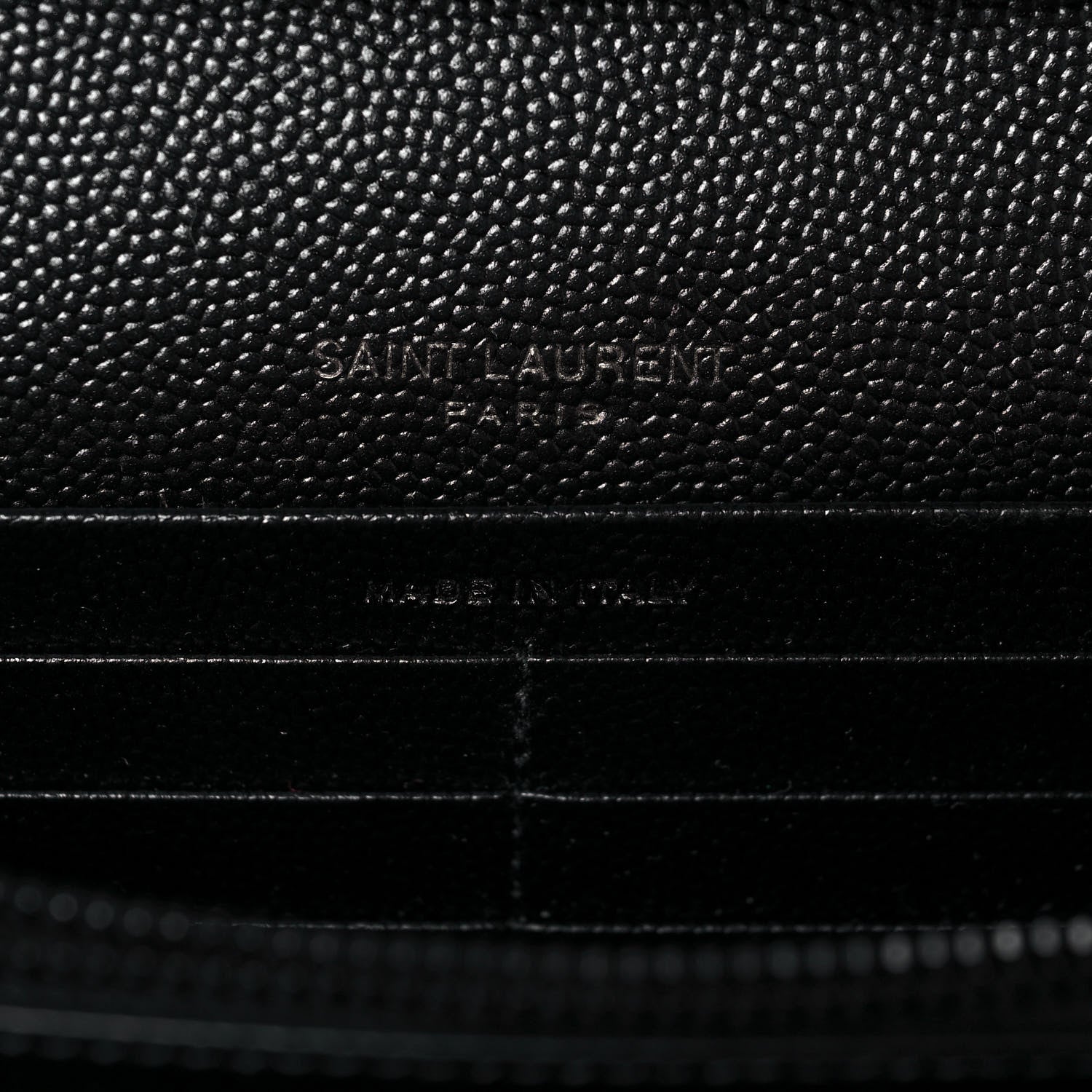 Saint Laurent Grain De Poudre Matelasse Chevron Monogram Chain Wallet Black 6 of 12