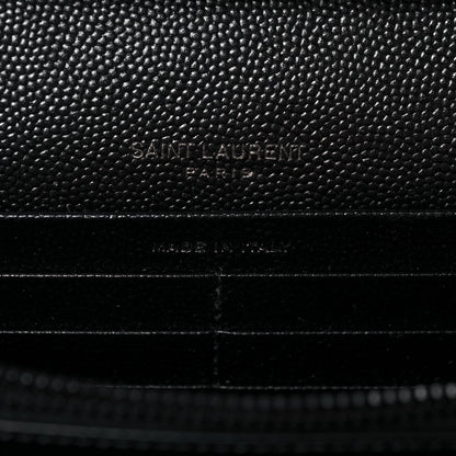 Saint Laurent Grain De Poudre Matelasse Chevron Monogram Chain Wallet Black 6 of 12