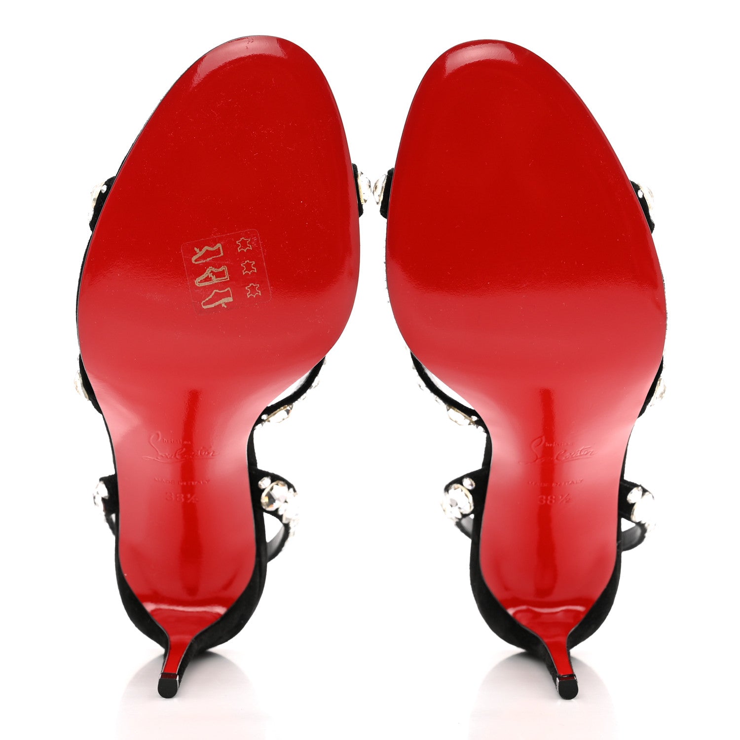 Christian Louboutin Veau Velours Crystal Embellished Emilie 85 Sandals 38.5 Black 5 of 8