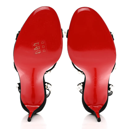 Christian Louboutin Veau Velours Crystal Embellished Emilie 85 Sandals 38.5 Black 5 of 8