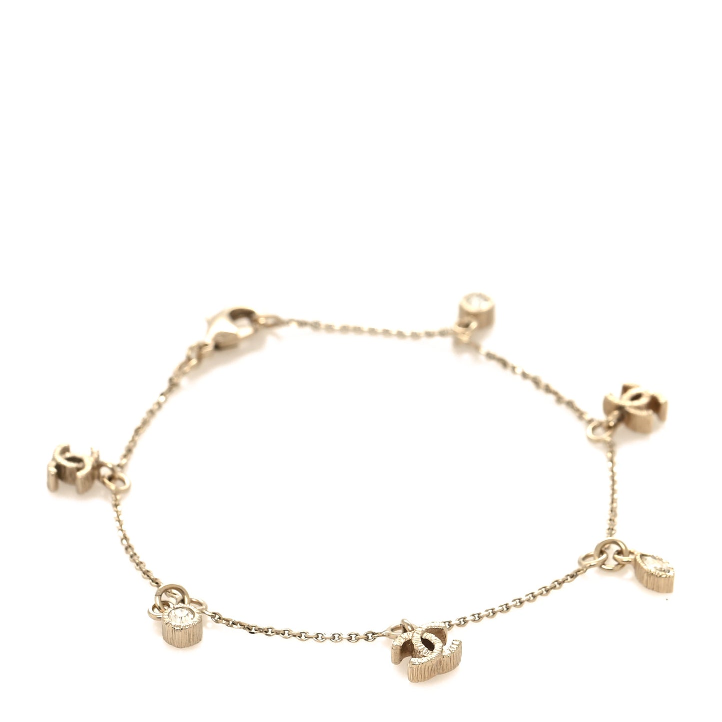 Crystal Charm CC Bracelet Gold