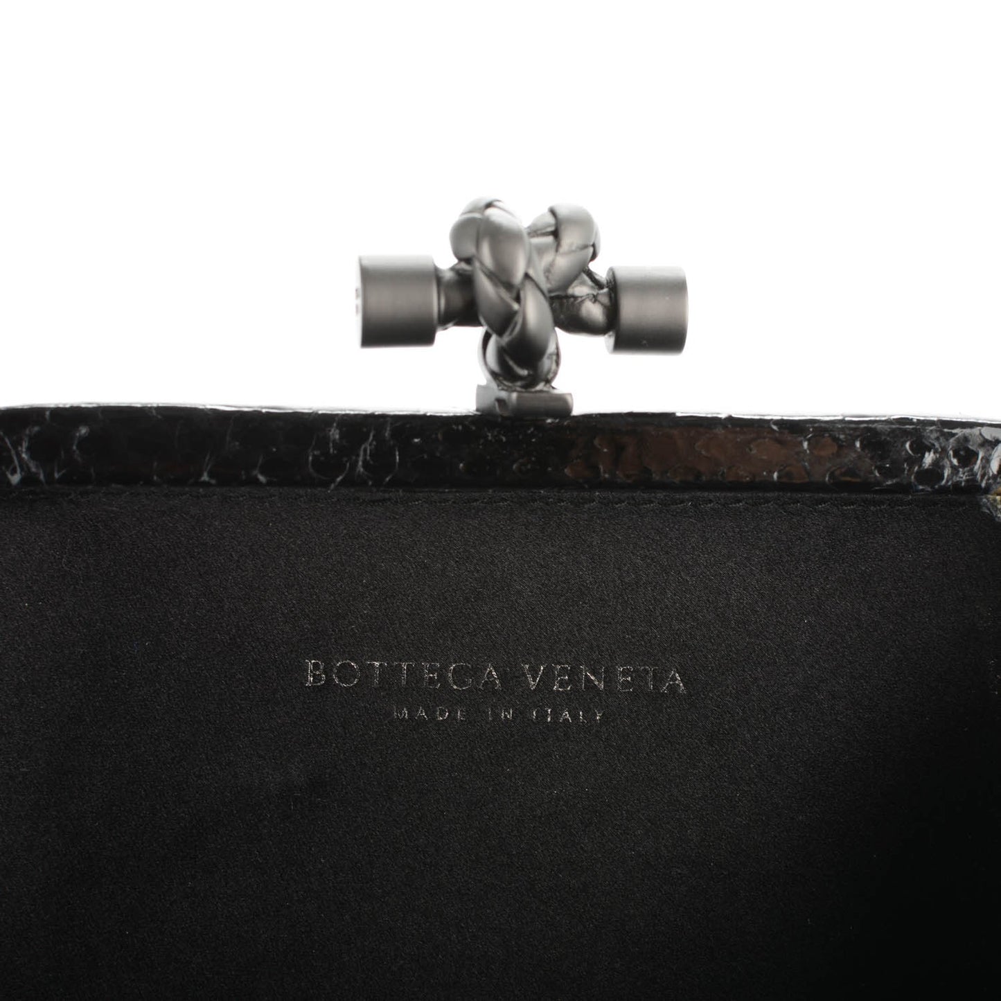 Satin Intreccio Impero Ayers Knot Clutch Black