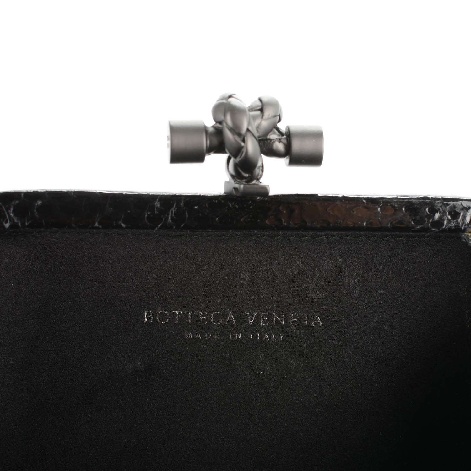 Bottega Veneta Satin Intreccio Impero Ayers Knot Clutch Black 6 of 6