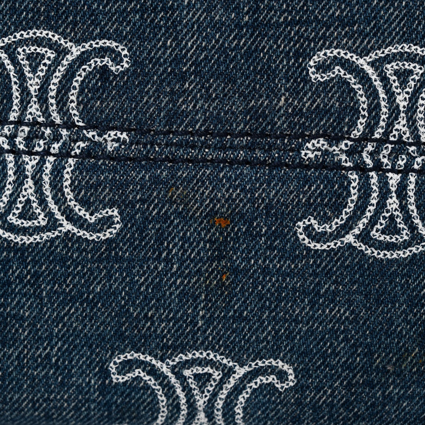 Denim Calfskin Triomphe Print Cabas Blue Tan