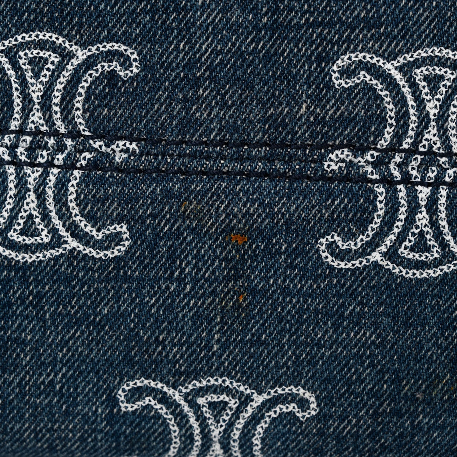 Celine Denim Calfskin Triomphe Print Cabas Blue Tan 10 of 10