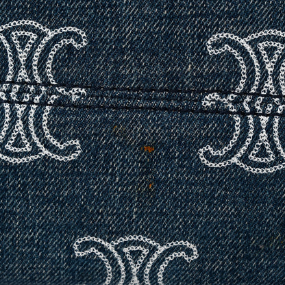 Celine Denim Calfskin Triomphe Print Cabas Blue Tan 10 of 10