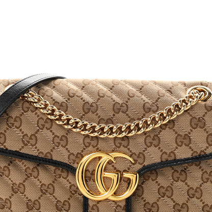 Gucci Monogram Matelasse Diagonal Small GG Marmont Shoulder Bag Beige Black 8 of 11