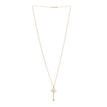 Tiffany 18K Rose Gold Diamond Crown Key Pendant Necklace 3 of 5