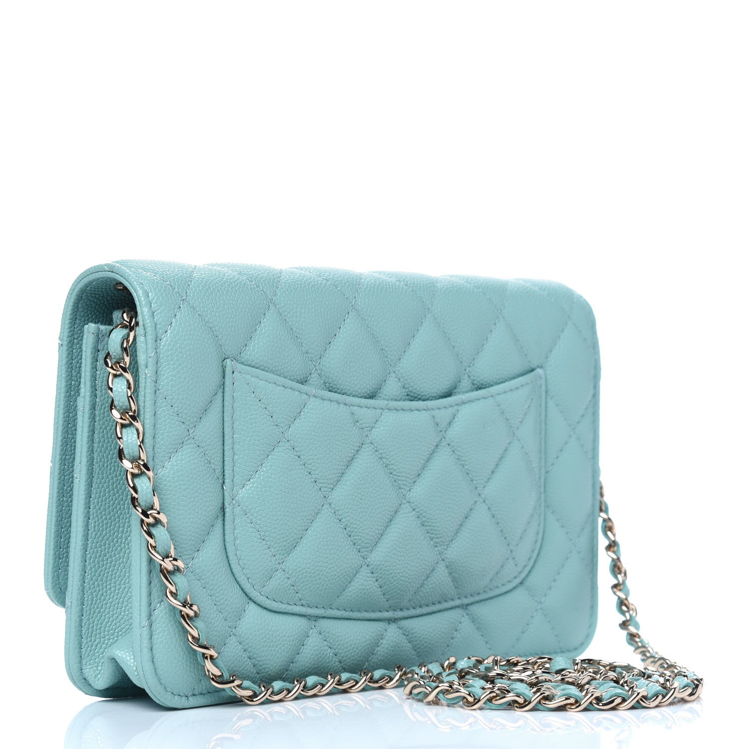 Chanel Caviar Quilted Wallet On Chain WOC Light Blue 3 of 13