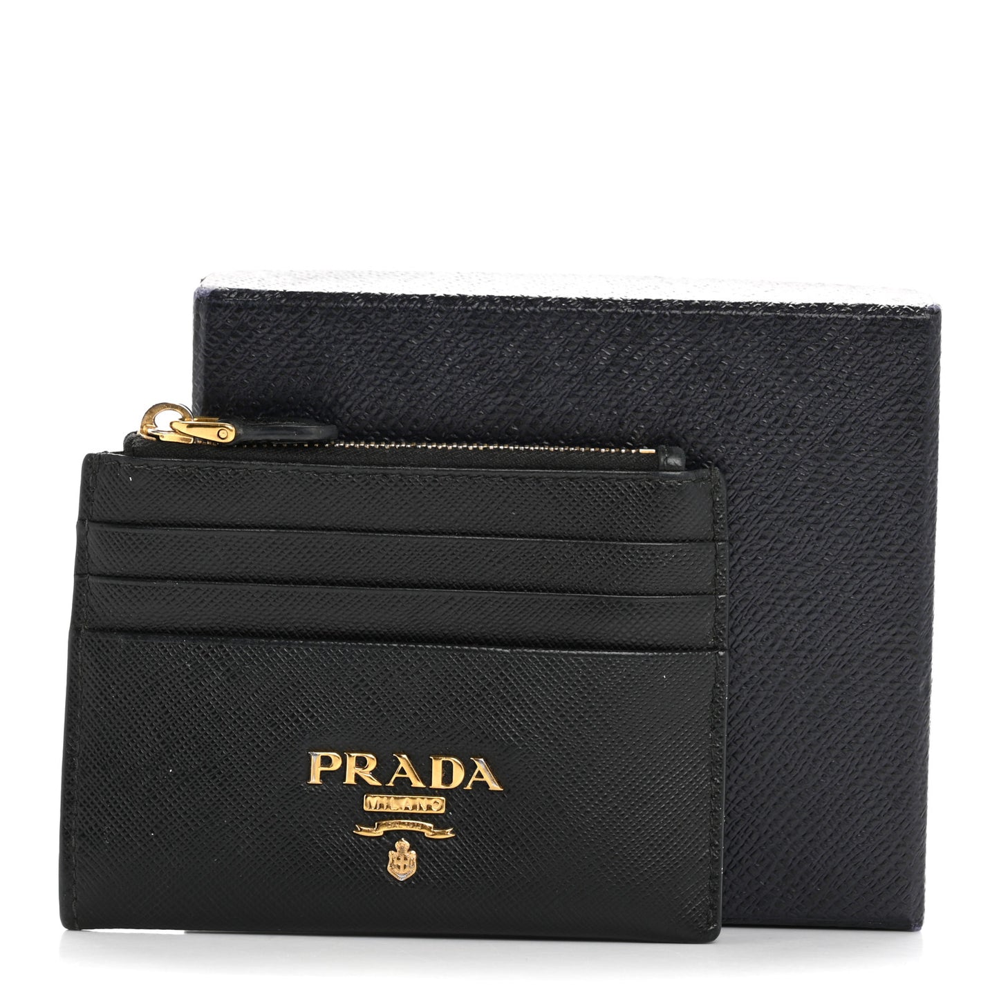 Saffiano Triangle Zip Card Holder Black