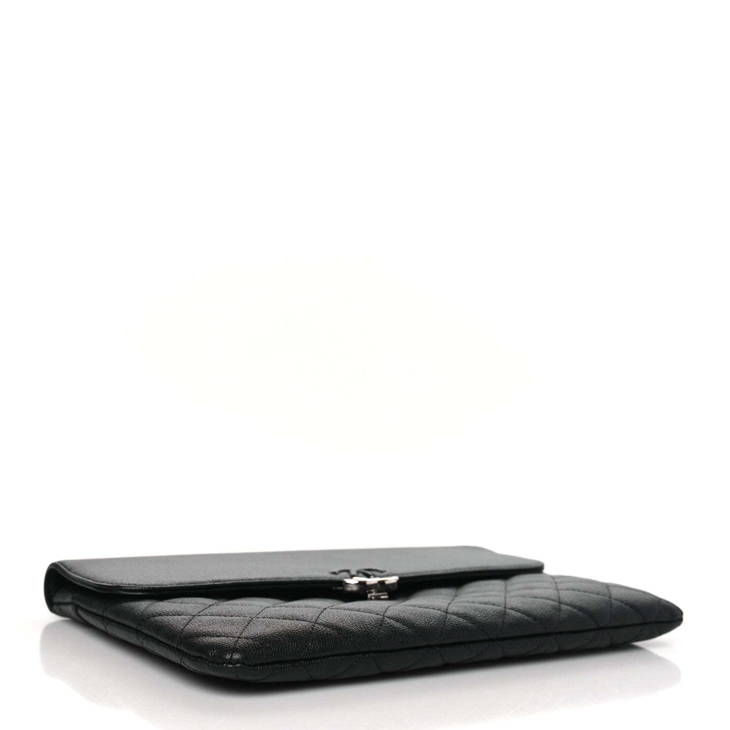 Chanel Grained Calfskin Quilted CC Box Pouch Black 4 of 12