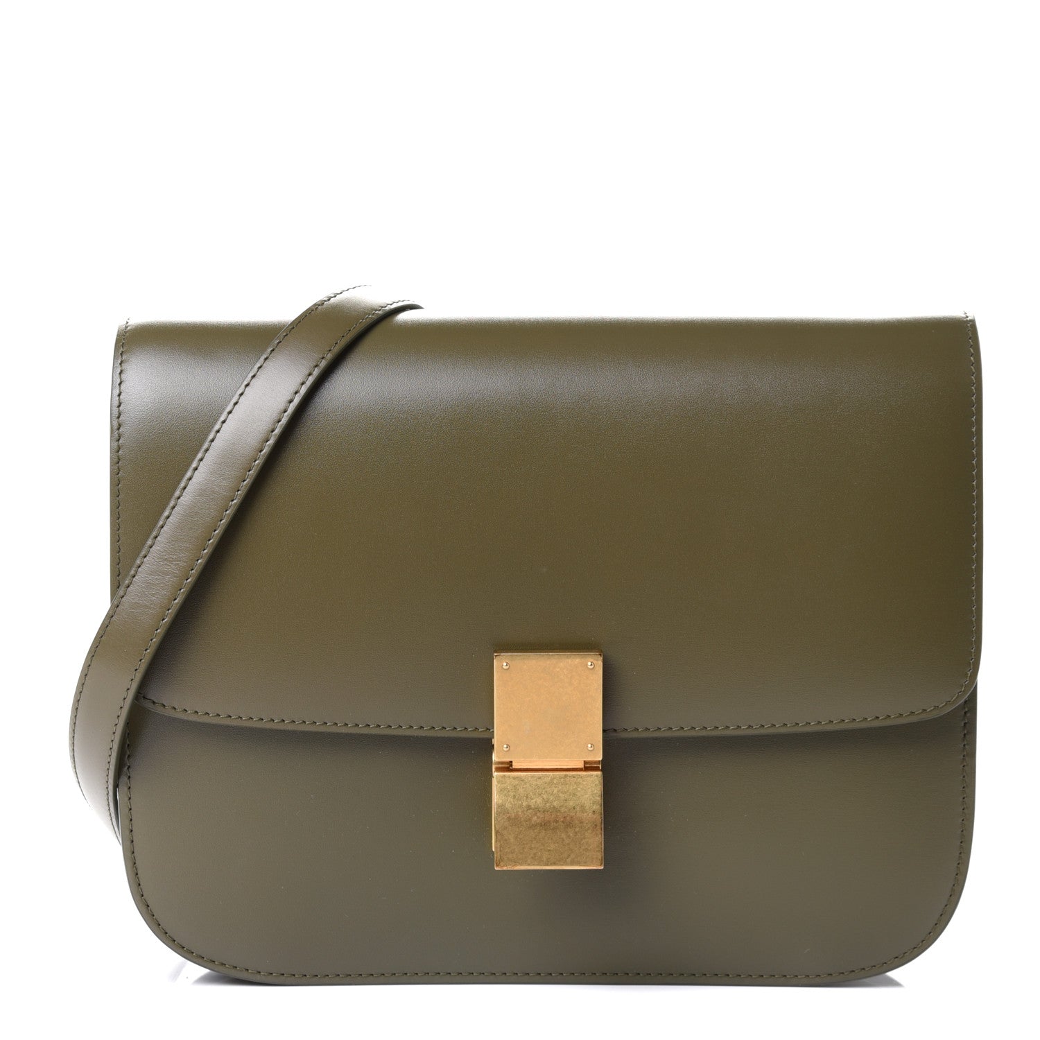 Celine Box Calfskin Classic Box Medium Flap Bag Army Green 1 of 4