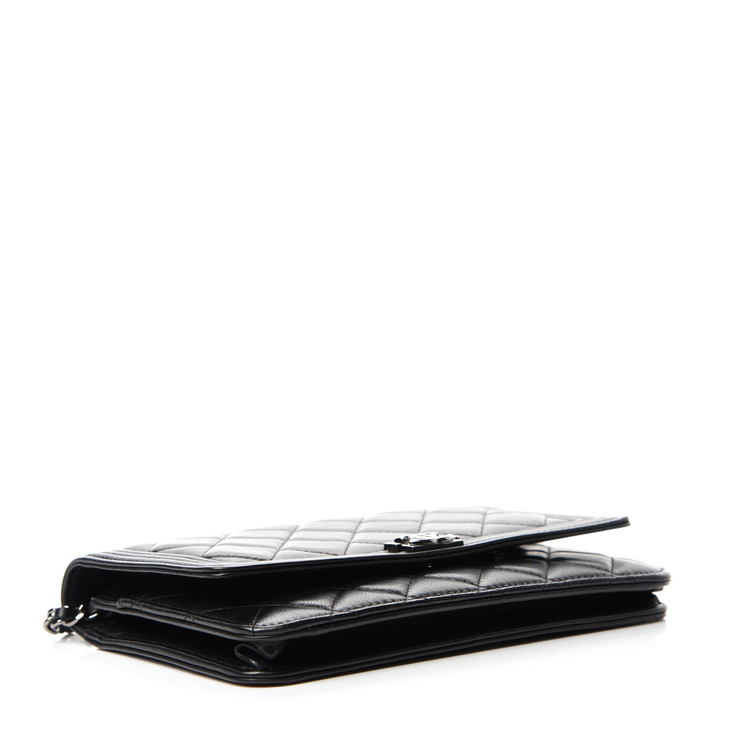 Chanel Lambskin Quilted Boy Wallet On Chain WOC Black 4 of 14