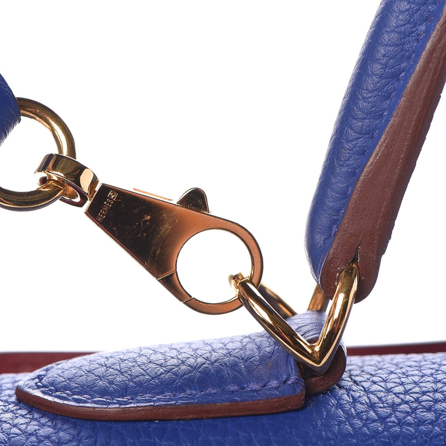 Togo Horseshoe Kelly Retourne 32 Bleu Electrique Rouge H