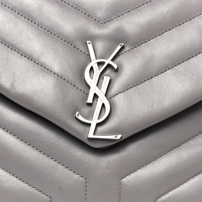Saint Laurent Calfskin Y Quilted Monogram Medium Loulou Chain Satchel Light Gray 9 of 13