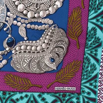Hermes Silk Zénobie Reine De Palmyre Scarf 90 Bleu Violet Sepia 2 of 3