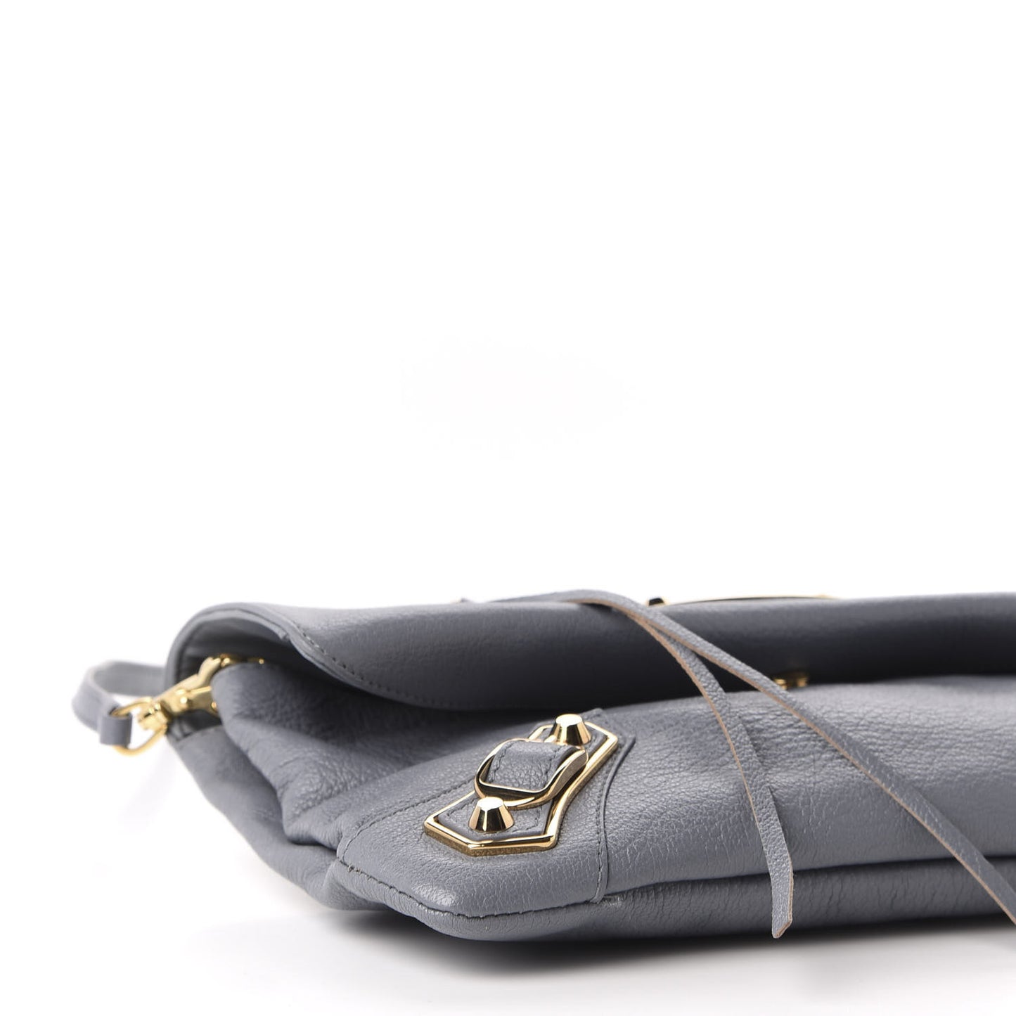 Chevre Gold Metallic Edge Hardware Envelope Clutch Bleu Acier
