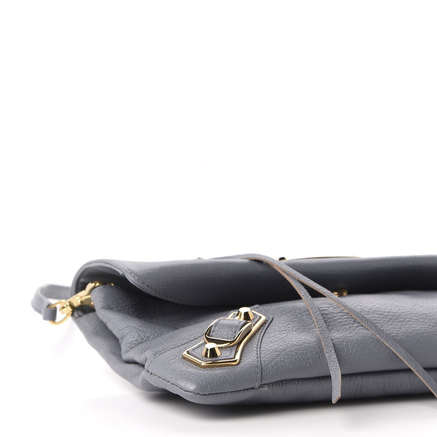 Balenciaga Chevre Gold Metallic Edge Hardware Envelope Clutch Bleu Acier 7 of 12