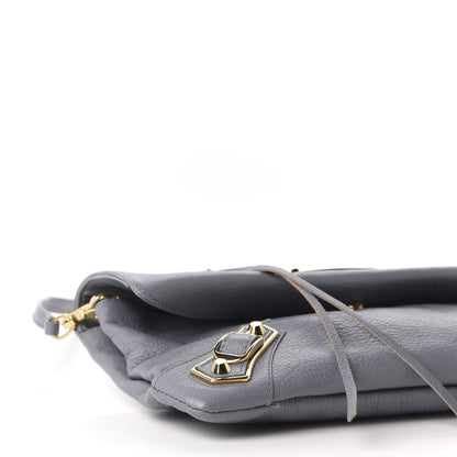 Balenciaga Chevre Gold Metallic Edge Hardware Envelope Clutch Bleu Acier 7 of 12