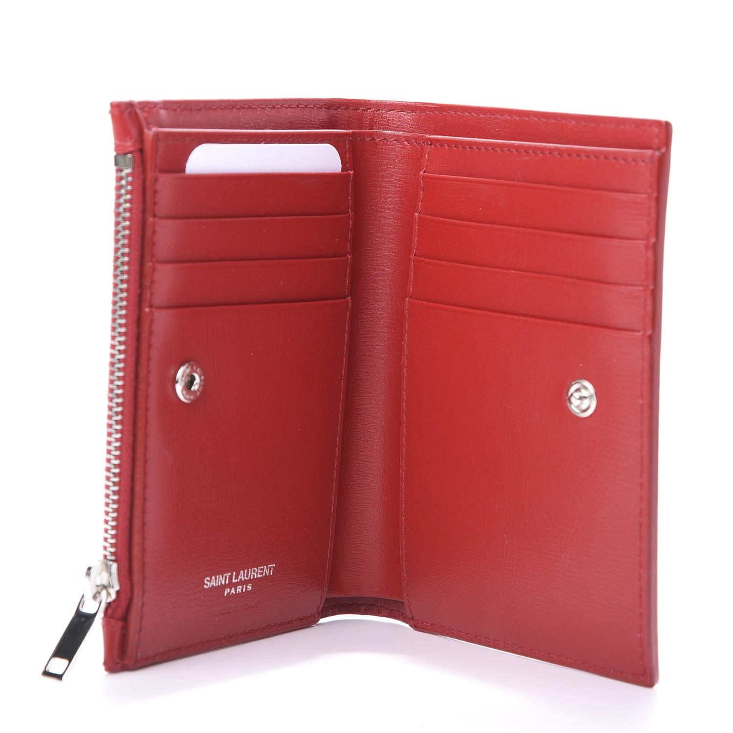 Saint Laurent Calfskin Fragments Flap Wallet Red 5 of 8