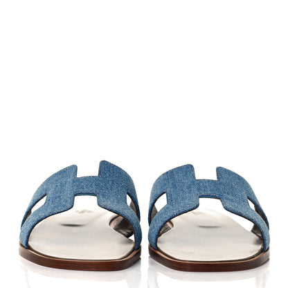 Hermes Denim Canvas Oran Sandals 40 Bleu Clair 2 of 8