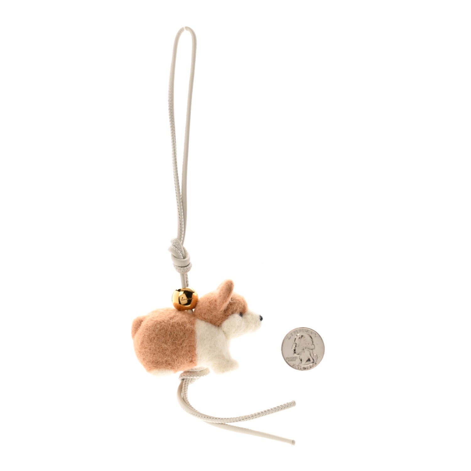Loewe Calfskin Felt Corgi Bag Charm Soft Soft White Orange 2 of 4