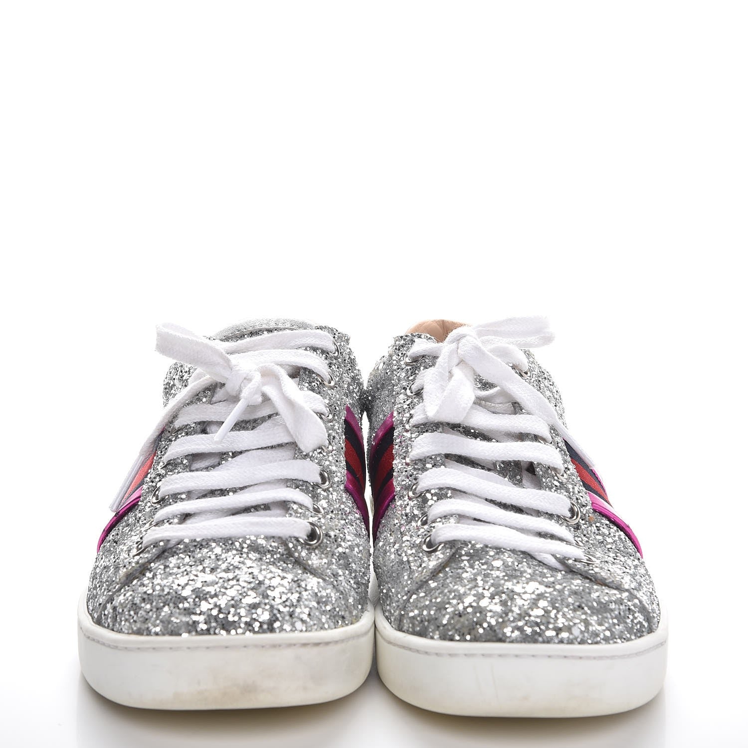 Gucci Glitter Web Ace Sneakers 36.5 Silver 2 of 12