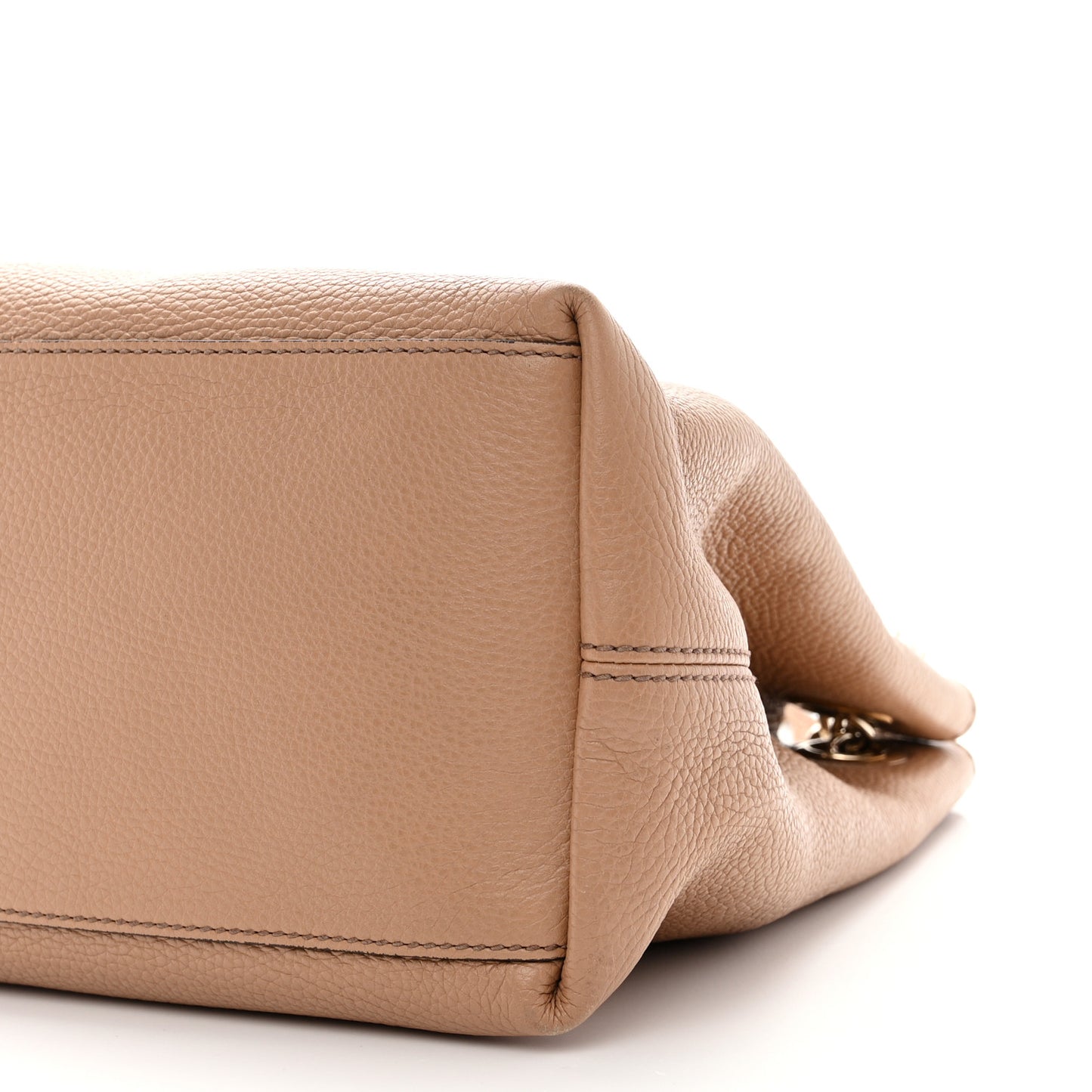 Pebbled Calfskin Medium Soho Chain Shoulder Bag Camelia