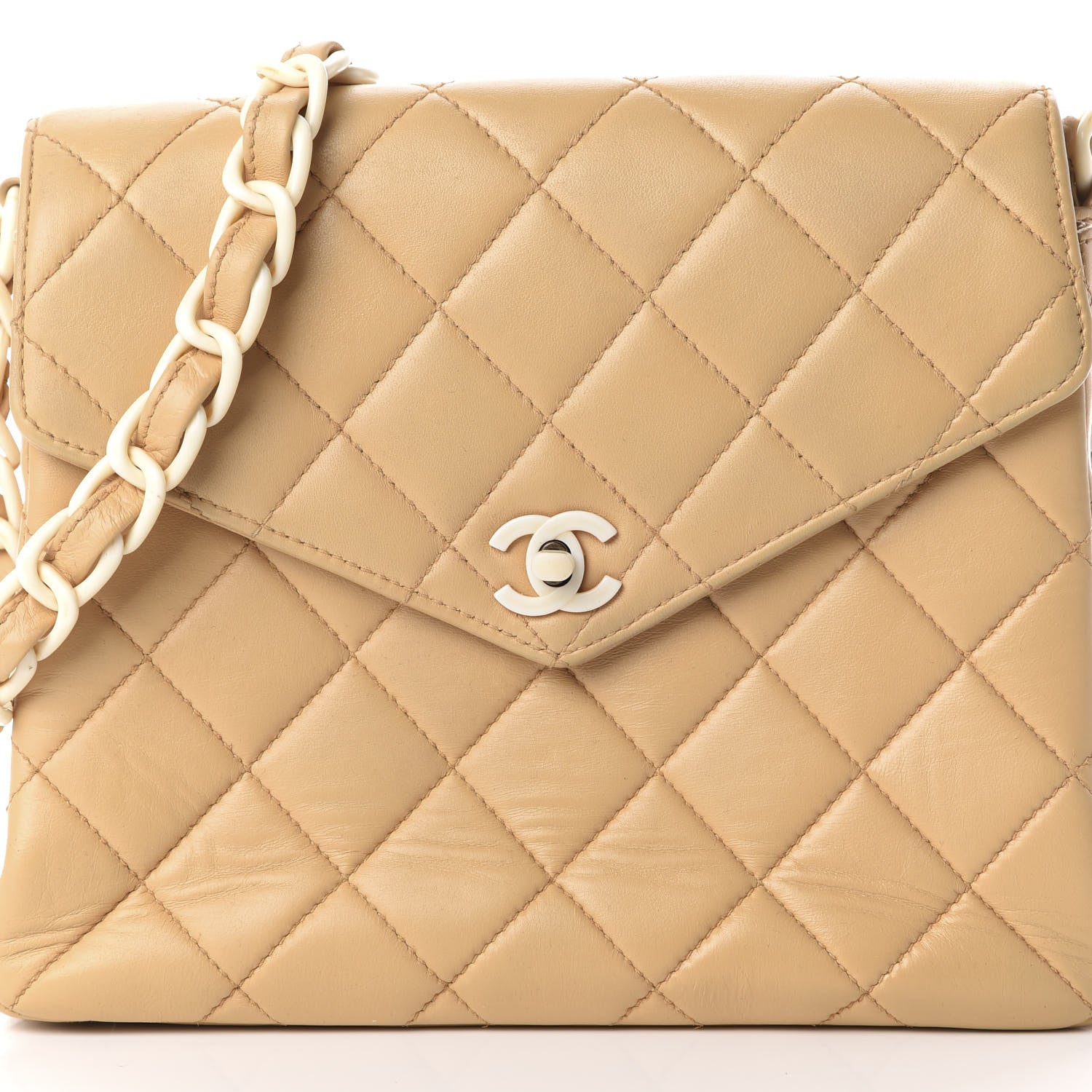 Chanel Lambskin Quilted Medium Envelope Flap Beige 10 of 13