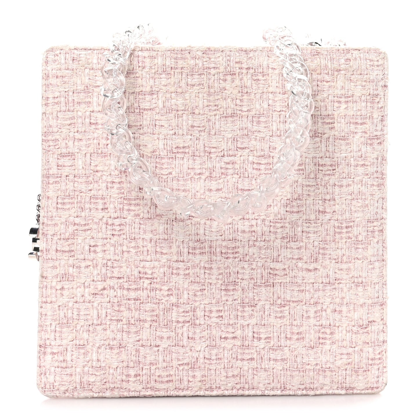 Tweed Zip Tote Pink White