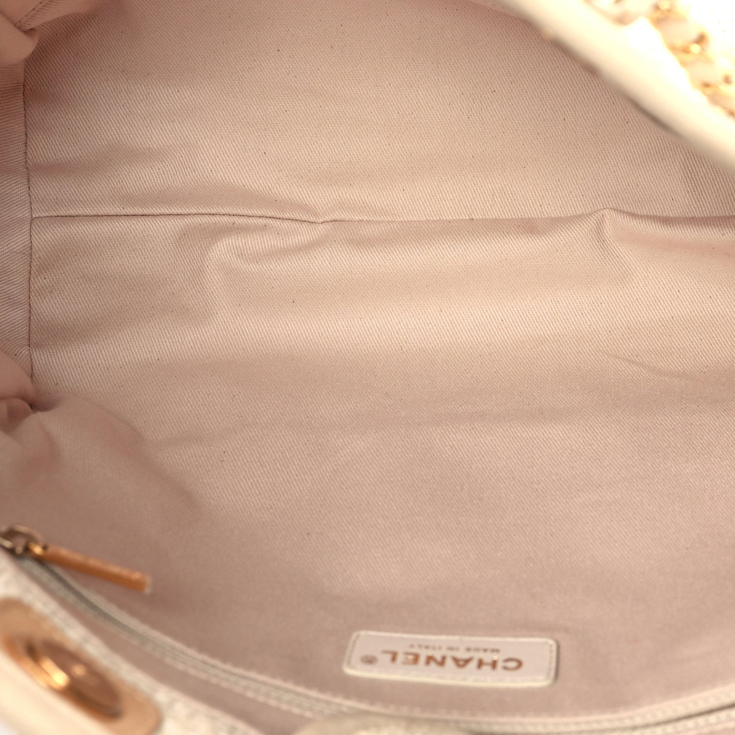 Lurex Boucle Small Deauville Tote Ivory