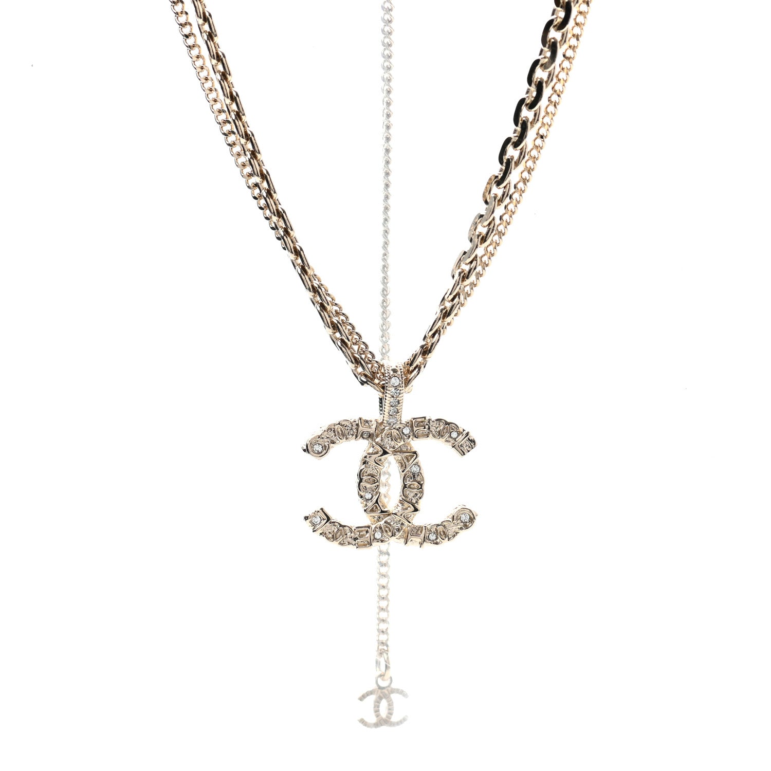 Chanel Crystal CC Multi Strand Chain Necklace Gold 1 of 5