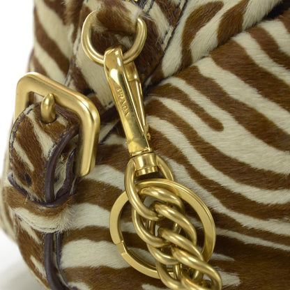 Prada Calf Hair Zebra Print Shoulder Bag White Bruciato 6 of 9