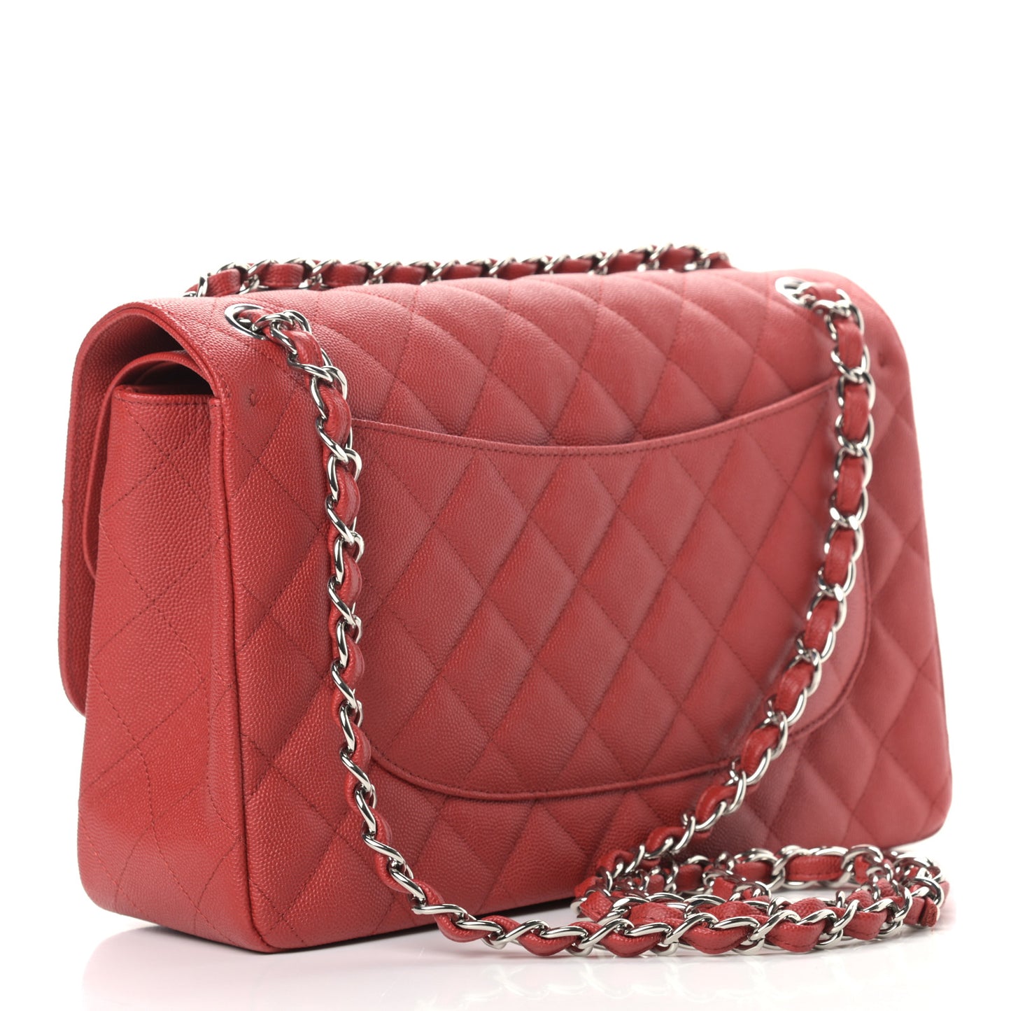 Caviar Quilted Jumbo Double Flap Red