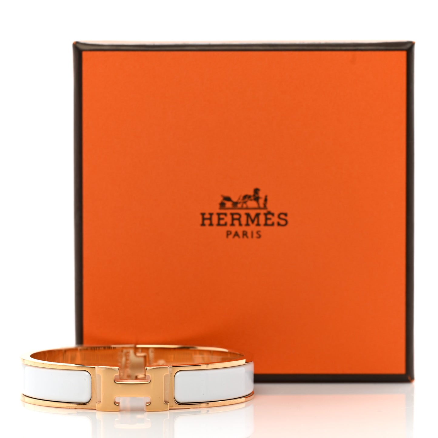 Enamel Narrow Clic Clac H Bracelet GM White