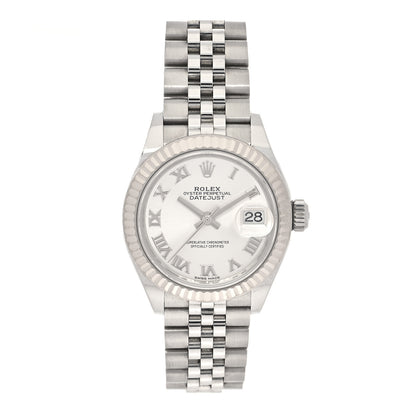 Rolex Stainless Steel 18K White Gold 28mm Oyster Perpetual Datejust Watch Silver Roman 279174 1 of 4