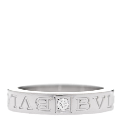 Bulgari 18K White Gold Diamond B.Zero1 Essential Band Ring 51 5.75 1 of 4