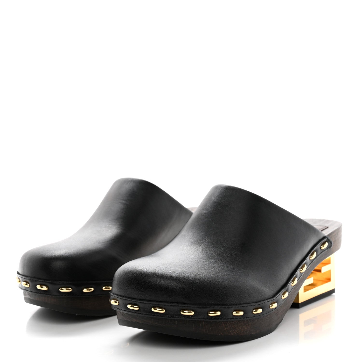 Fendi Vitello Baguette 25/60mm Clogs 37 Black 3 of 8