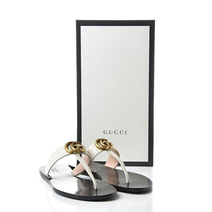 Gucci Calfskin GG Marmont Thong Sandals 37 Mystic White 8 of 8