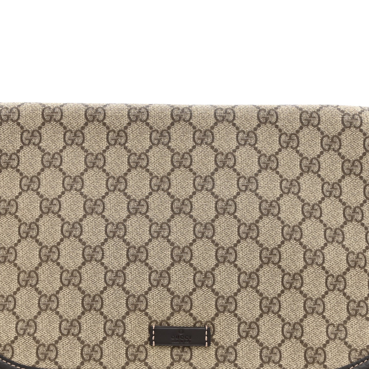 GG Plus Monogram Medium Double Buckle Flap Messenger Bag Beige Dark Brown
